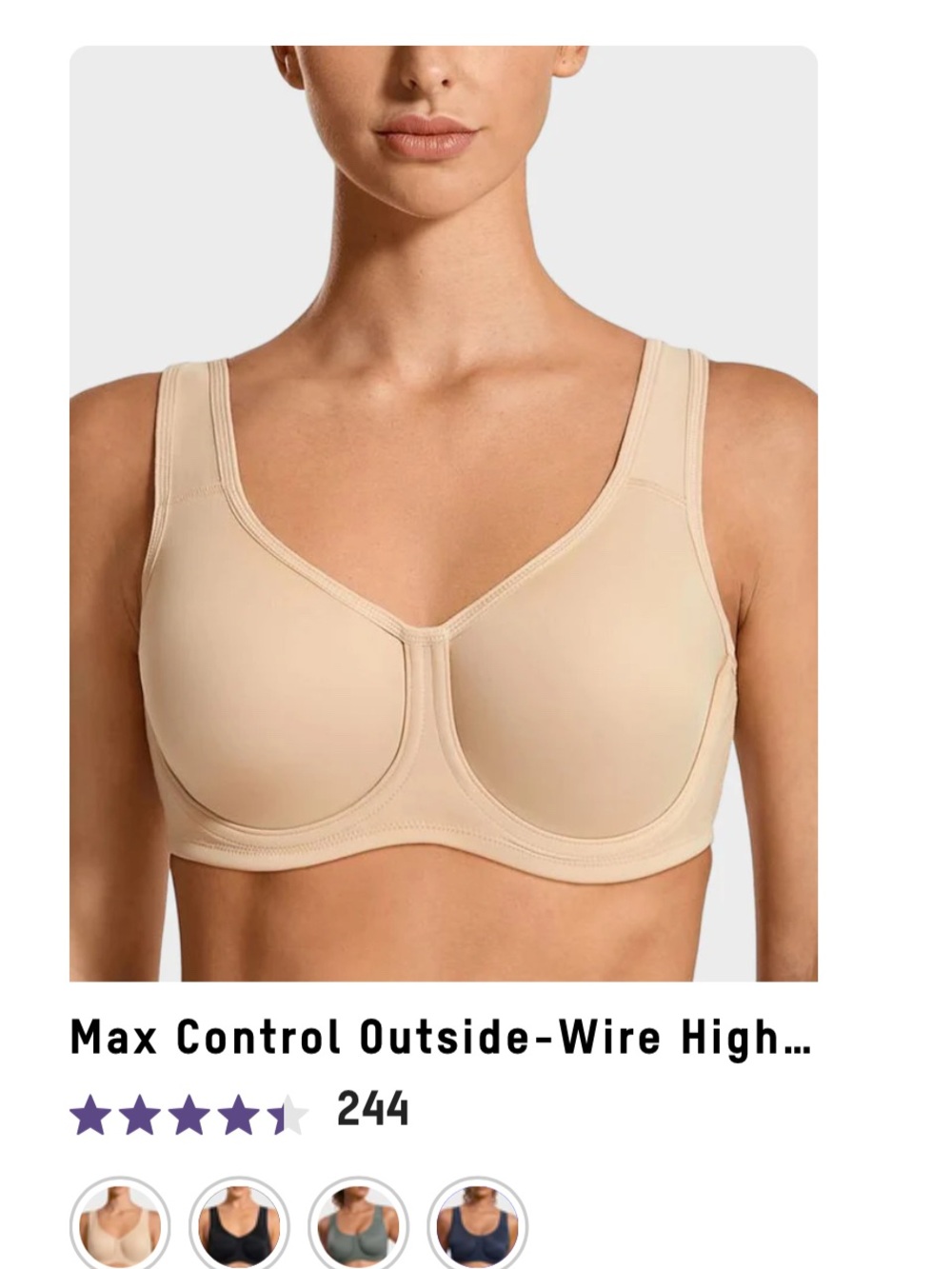Max Control Outside-Wire High Coverage Bra — Nude